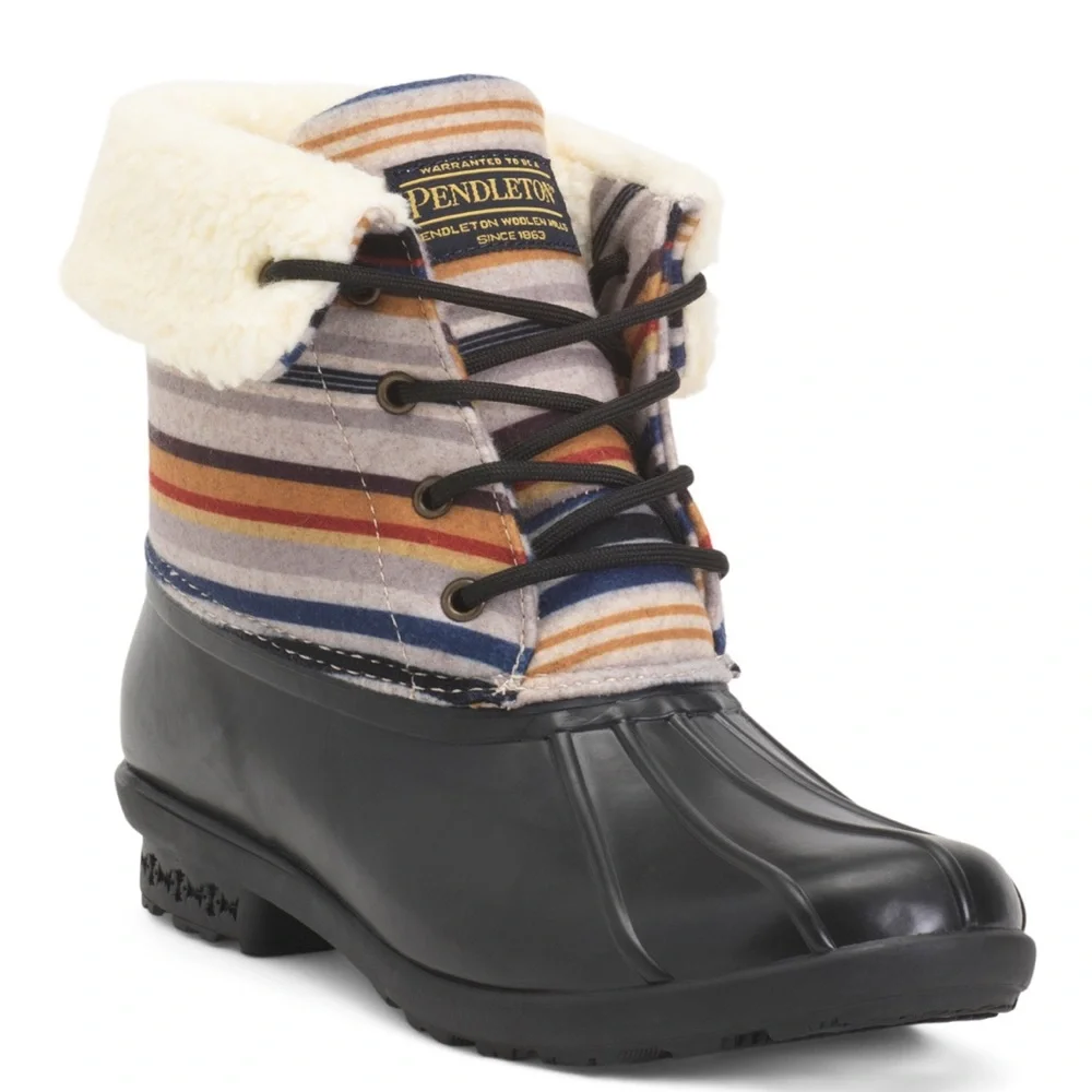 Pendleton Bridger Stripe Wool Duck Multicolor Striped Winter Rain Boots